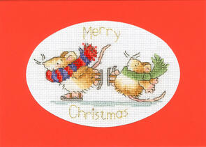 Bothy Threads Cross Stitch Kit - Christmas Card: Mice on Ice