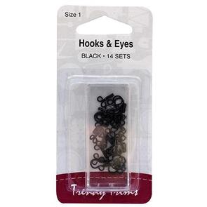 Trendy Trims Hooks & Eyes Black 14/Pkg