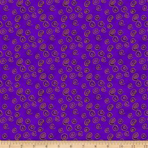 Clothworks Laurel Burch Feline Frolic - Swirls Purple