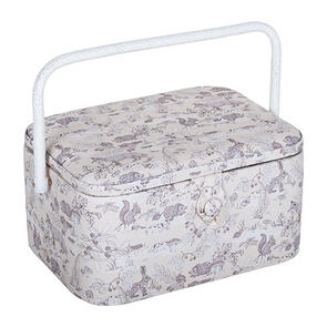 Hobby Gift Large Oval Sewing Basket, Toile
