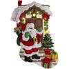 Bucilla Felt Stocking Applique Kit 18" Long - Santa Is Here W/Lights