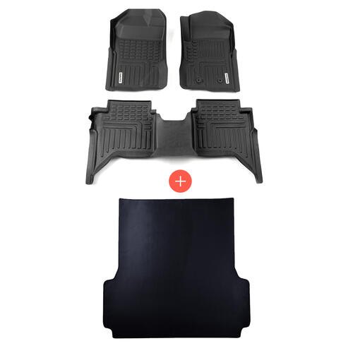 Deep Dish Mats & Dome TPR Liner Bundle Fits Ford Ranger (Next Gen Sport ...