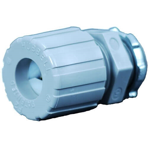 Strain relief connector with nut, for enclosure, 0.375-0.5in
