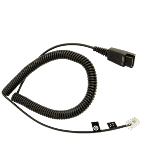 2m QD (Quick Disconnect) to RJ9 coiled cord for Cisco phones