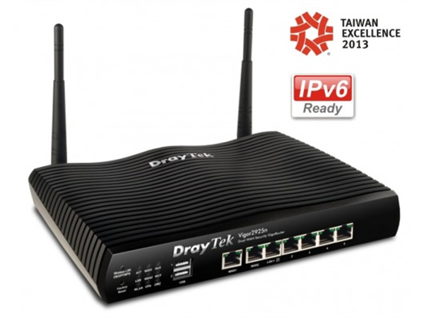 Dual-GigE WAN Router/Firewall, with 802.11b/g/n Wireless, IPSec & PPTP VPN, QoS, Gigabit WAN, and LAN ports