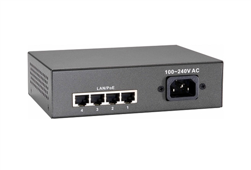 5-Port 10/100Mbs PoE Switch, 65W, 802.3at PoE+, 4 PoE Out, 1 Uplink