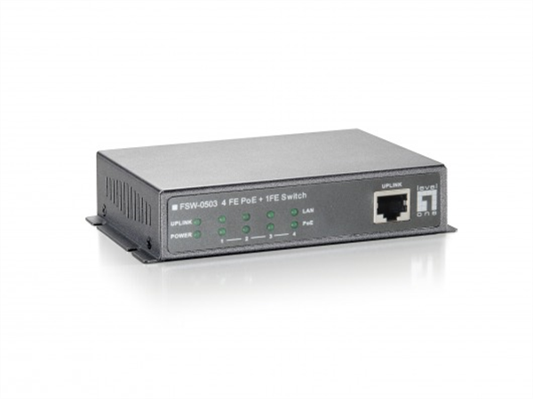 10/100 Mbps 5-Port Ethernet Switch with 4 PoE Injector Ports, One non-PoE Uplink Port