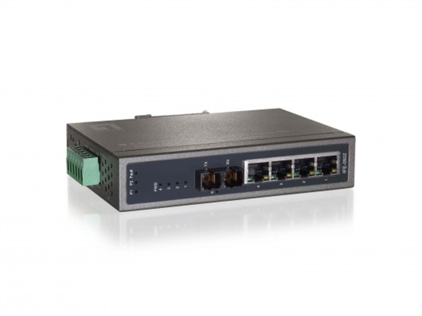 10/100 Mbps 5-port Industrial Ethernet Switch, 4 PoE Injector RJ45 ports, 1 Singlemode 100FX port, SC