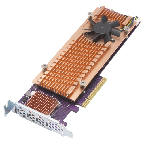 Quad M.2 PCIe SSD expansion card; supports up to four M.2 2280 form factor M.2 PCIe (Gen2 x4)