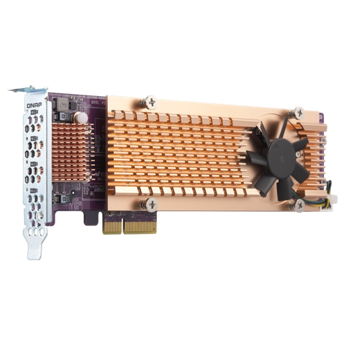 Quad M.2 PCIe SSD expansion card; supports up to four M.2 2280 form factor M.2 PCIe