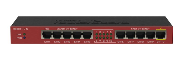 RouterBOARD, 5 10/100 Mbps, 5 10/100/1000 Mbps Ports, PoE in/out