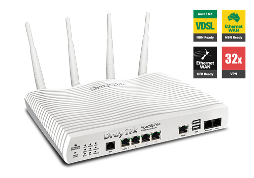 ADSL/VDSL/UFB Router, USB, 4xGigE LAN, VPN, QoS, VLAN, 802.11ac, VoIP Vigor 2862VAC