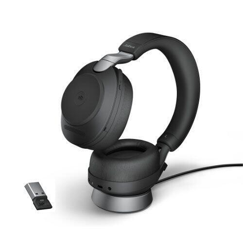 Evolve2 85 Stereo Wireless Headset, Bluetooth, Black, MS, w'Desk Stand