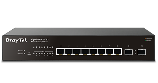 10-Port Gigabit Ethernet PoE/PoE+ Smart Switch, 8 PoE Ports, 2 SFP