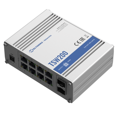 8-Port Industrial Gigabit Ethernet PoE+ Switch, with 2x SFP (no PSU)