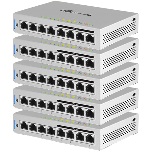 5-Pack US-8-60W UniFi Switch, 8 Gigabit Ethernet Ports, 4 x802.3af PoE