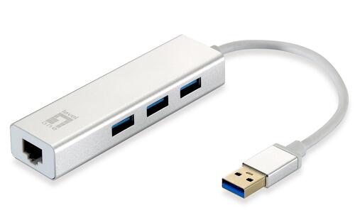 Gigabit USB Network Adapter, with 3-port USB 3.0 Hub