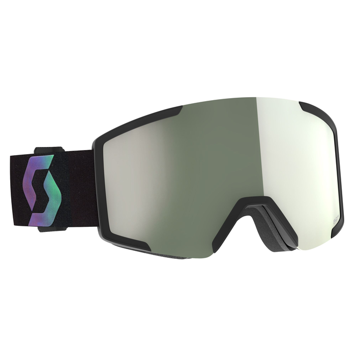 Scott Shield Amp Pro Goggle - Black/Aurora Green Amp Pro White Chrome