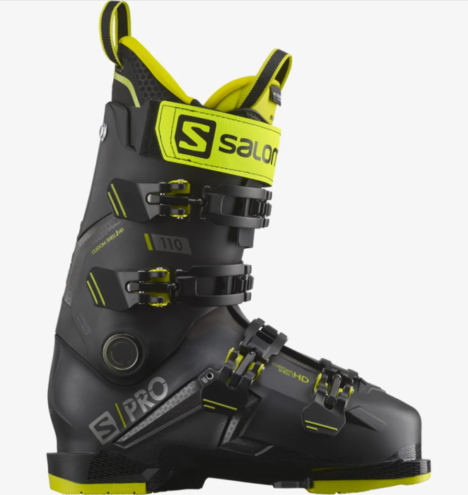 Salomon S/Pro 110 Ski Boot -Black/Acid Green/Dark Silver Metallics