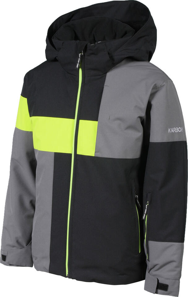 Karbon Thrust Kids Jacket - Black/Crater Grey/Lime