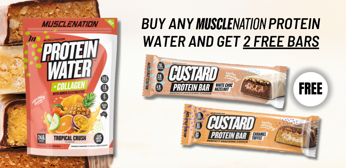 Muscle Nation Protein Water and custard bars 