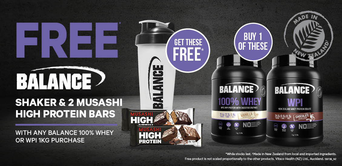Balance shaker and 2 protein bars 