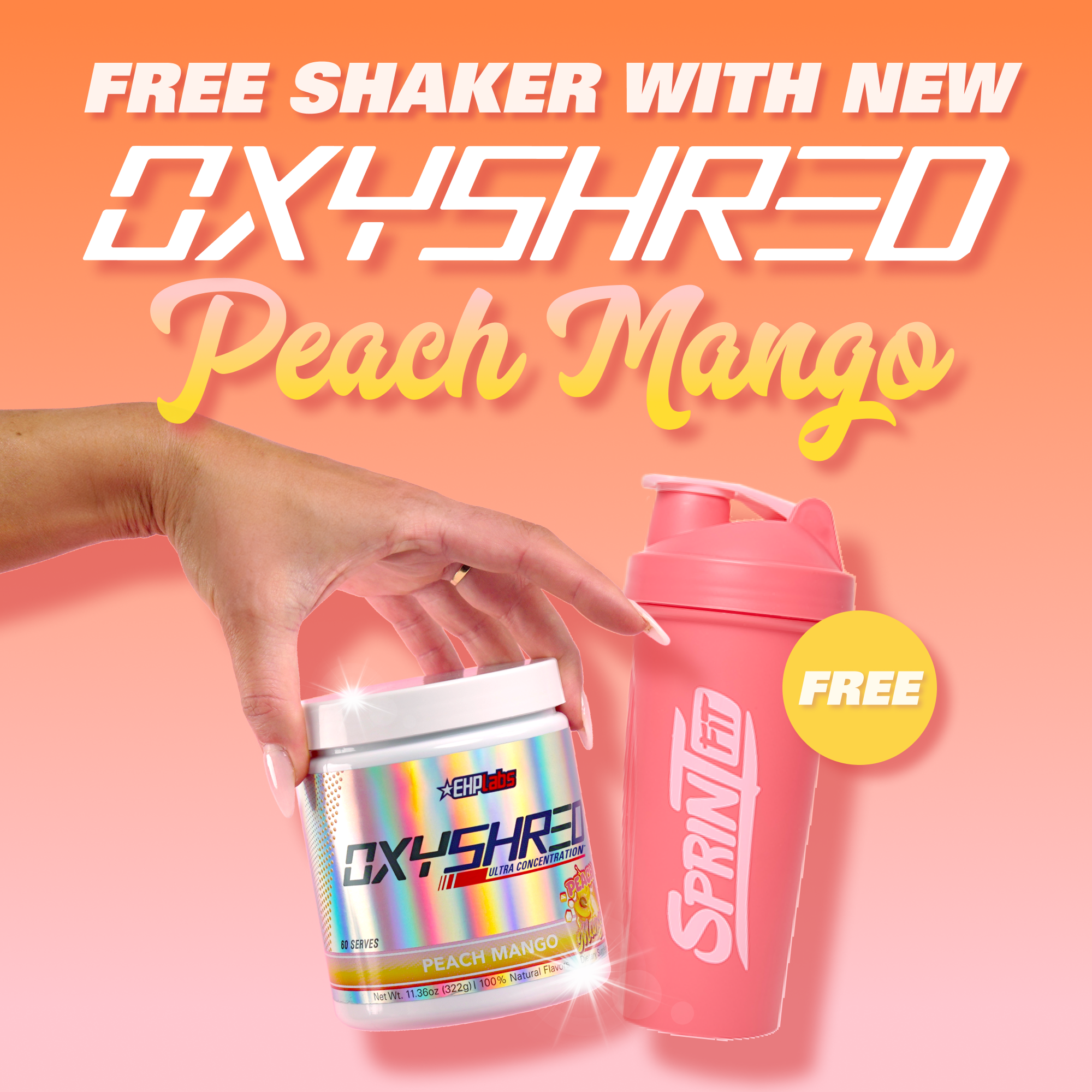 Oxyshred peach mango and sprint fit shaker 