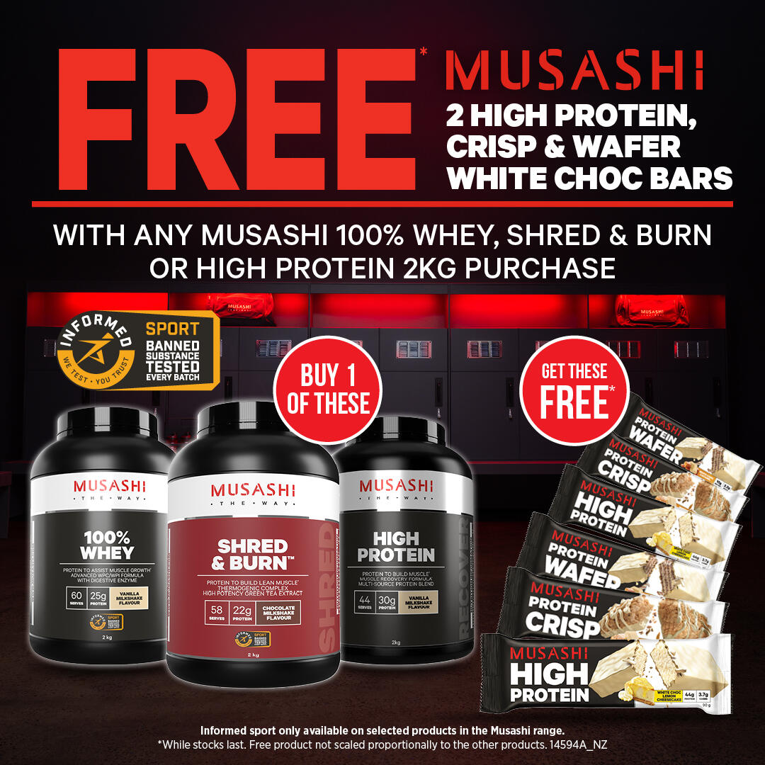 Musashi 6 white bars on 2kg proteins 