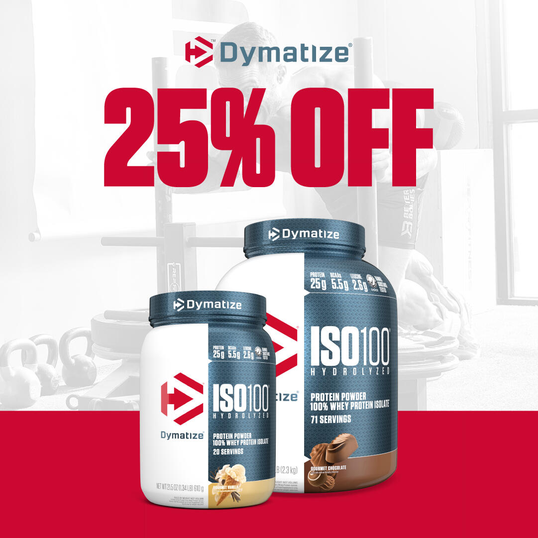 Dymatize 25% off banner 