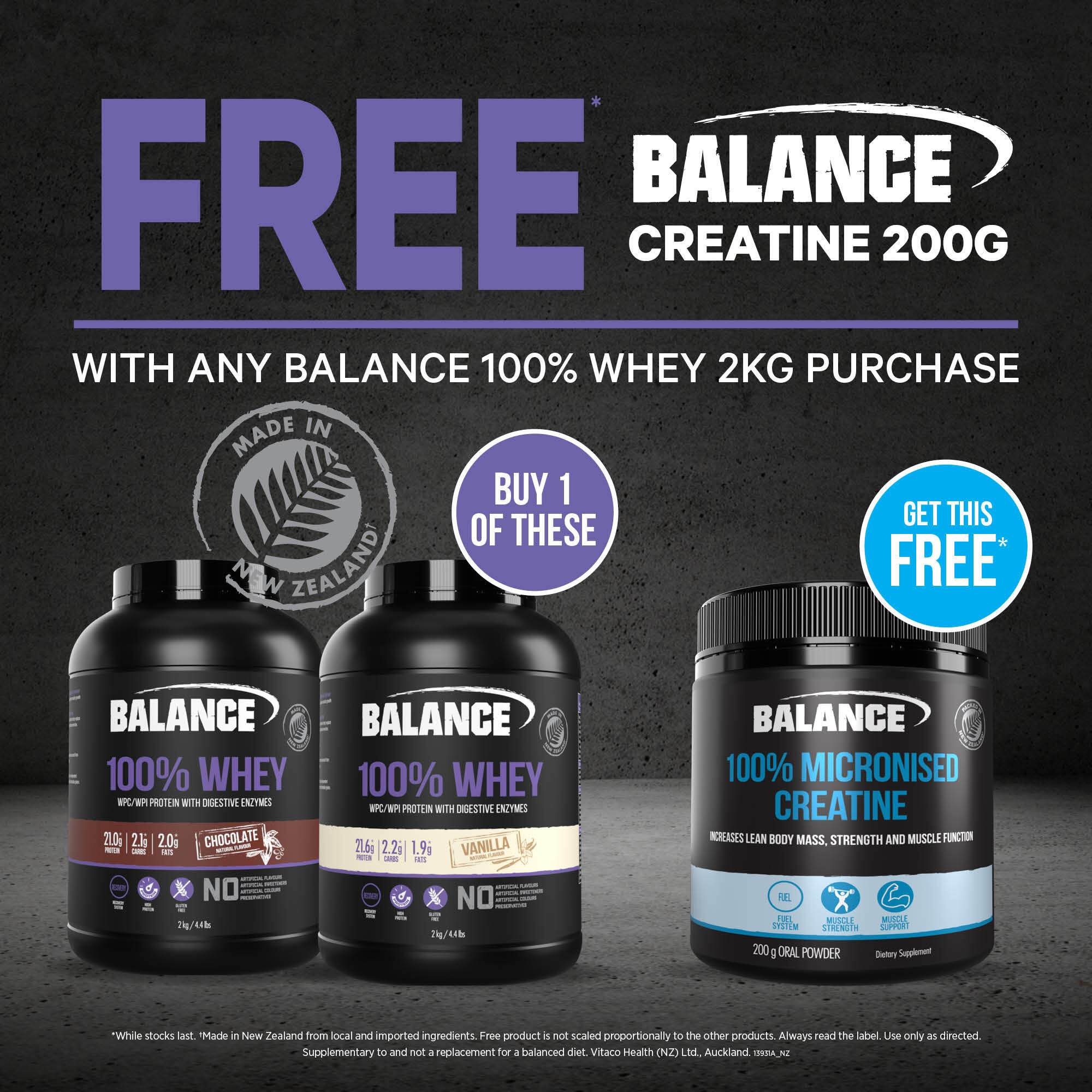 Balance free creatine and protein 