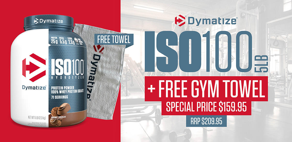 Dymatize iso 100 5lb with gym towel 