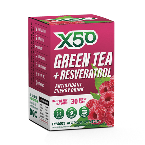 X50 Green Tea + Resveratrol Raspberry Sprint Fit NZ