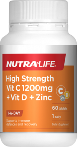 NUTRA-LIFE HIGH STRENGTH VIT C 1200MG + VIT D + ZINC