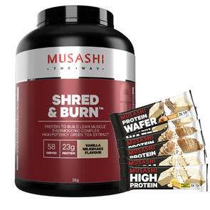 MUSASHI SHRED AND BURN PROTEIN