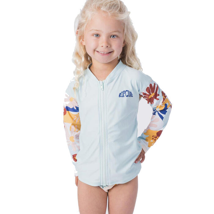 RIPCURL GIRLS COCONUT TIME ZIP LONG SLEEVE RASH TOP