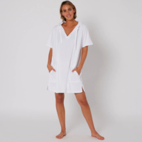 OCEAN & EARTH Ladies V-Neck Hooded Poncho - White